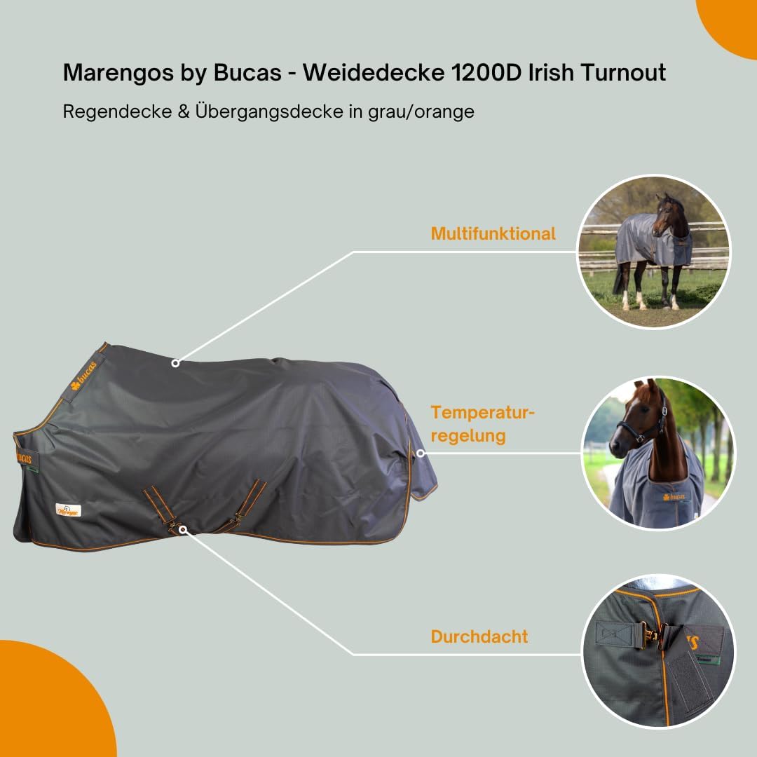 Marengos by Bucas - Weidedecke Stay-Dry 1200D Irish Turnout | Regendecke & Übergangsdecke | atmungsa