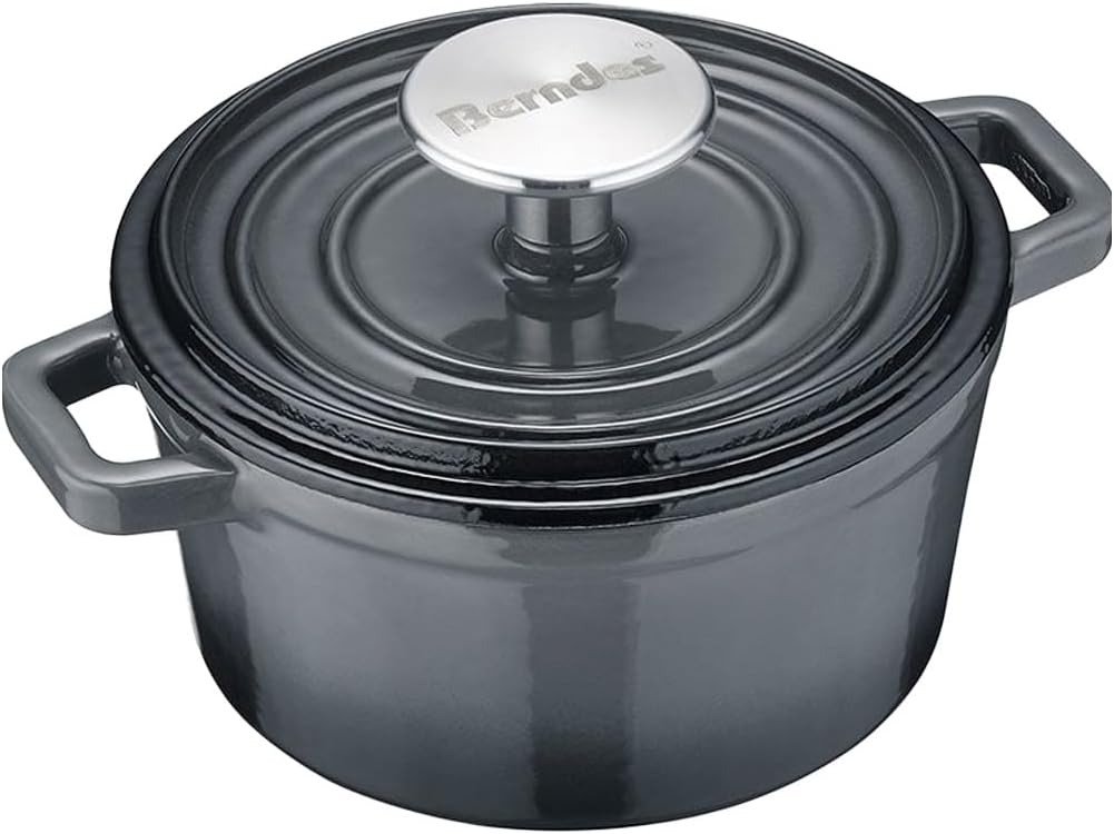 Berndes Serviertopf B.iron 0,75L mit Deckel - 14 cm - Gusseisen mit Emaillebeschichtung - Kochtopf z