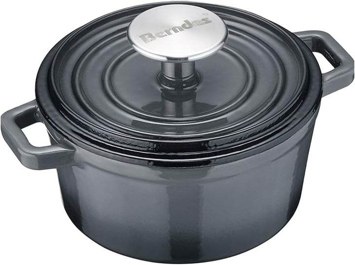 Berndes Serviertopf B.iron 0,75L mit Deckel - 14 cm - Gusseisen mit Emaillebeschichtung - Kochtopf z