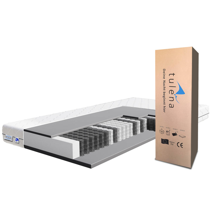 TULENA NOX Taschenfederkern Matratze 80x200 Federkernmatratze H2 + H3 Basic 17cm hoch| Probeschlafen