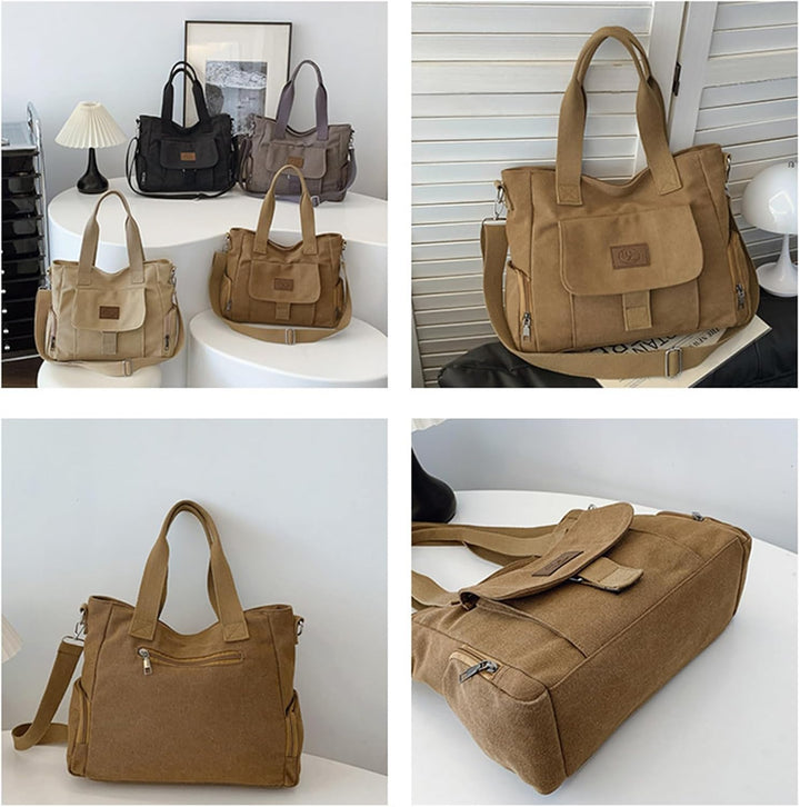 CORIOS Damen Canvas Umhängetasche Grosse Kapazität Schultertasche Handtasche Multifunktionale Tote B