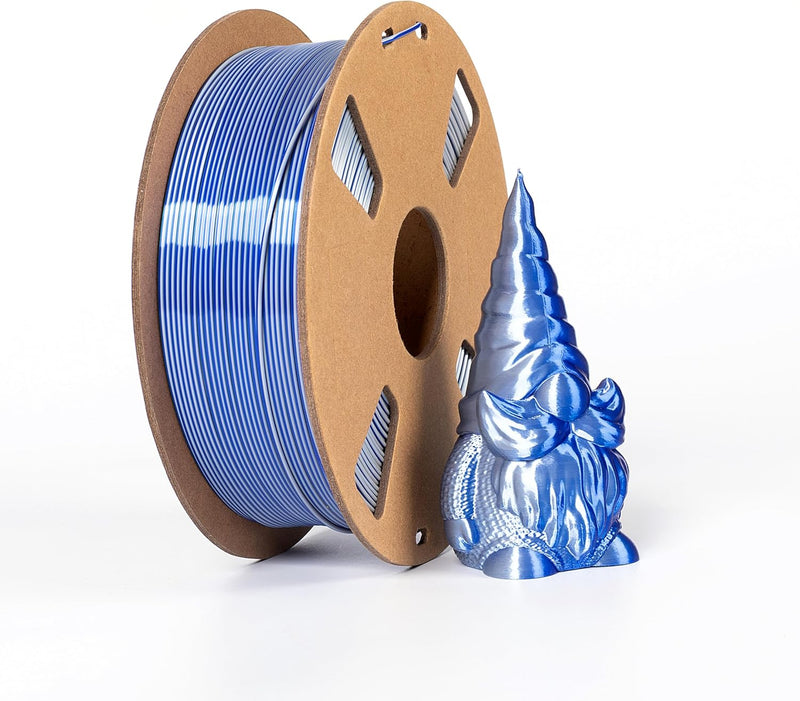 3D Drucker Filament zweifarbig PLA Silk PLA Filament 1.75mm Rainbow (Silk PLA-Bicolor, Blau-Silber)