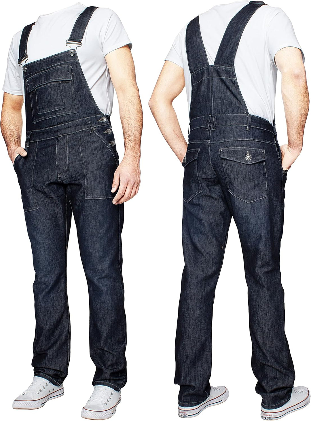 989Zé ENZO Herren Latzhose Denim Blau Arbeitsmode Latzhose Casual Overalls Jeans 30 - 50 Taillengrös