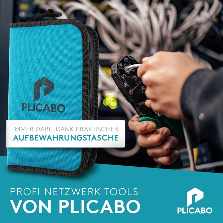 PLICABO | 17 in 1 Profi Netzwerk Werkzeug Set, AUCH GESCHIRMT, Netzwerktester Tool Set, LSA Auflegew