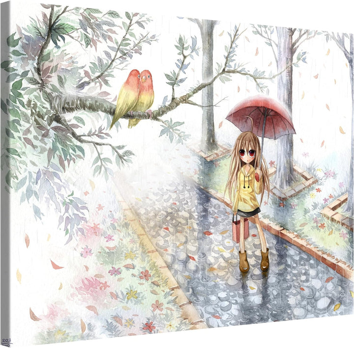 PICANOVA – Love in The Rain 100x75cm – Premium Leinwanddruck – Kunstdruck Auf 2cm Holz-Keilrahmen Fü