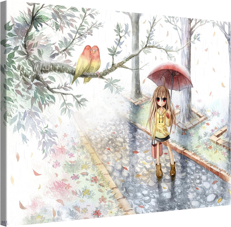 PICANOVA – Love in The Rain 100x75cm – Premium Leinwanddruck – Kunstdruck Auf 2cm Holz-Keilrahmen Fü