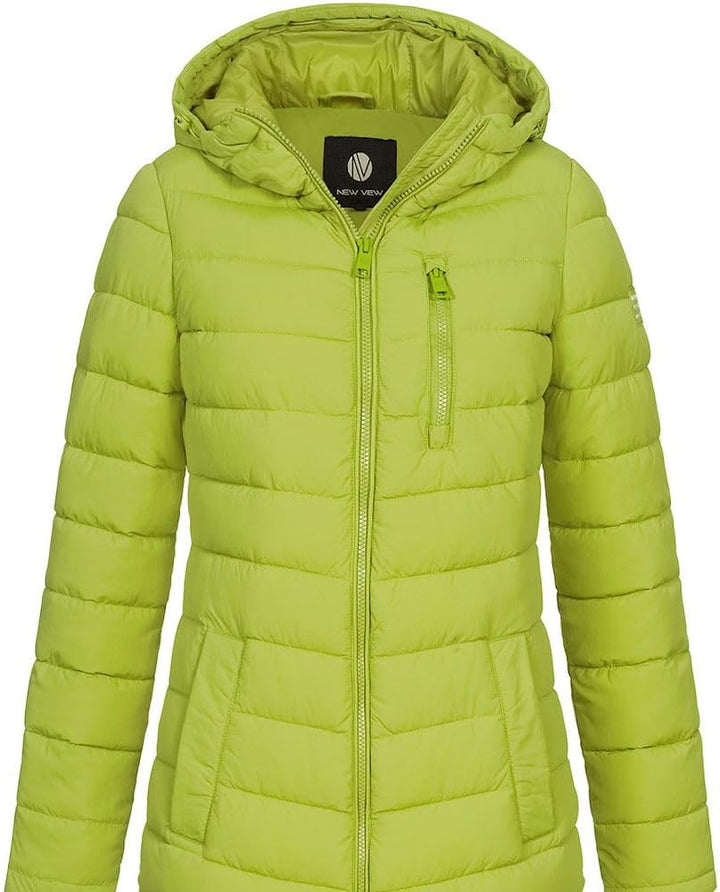NEW VIEW Damen Jacke Steppmantel Tessa mit Kapuze L Lemon-Grün (Oasis), L Lemon-Grün (Oasis)
