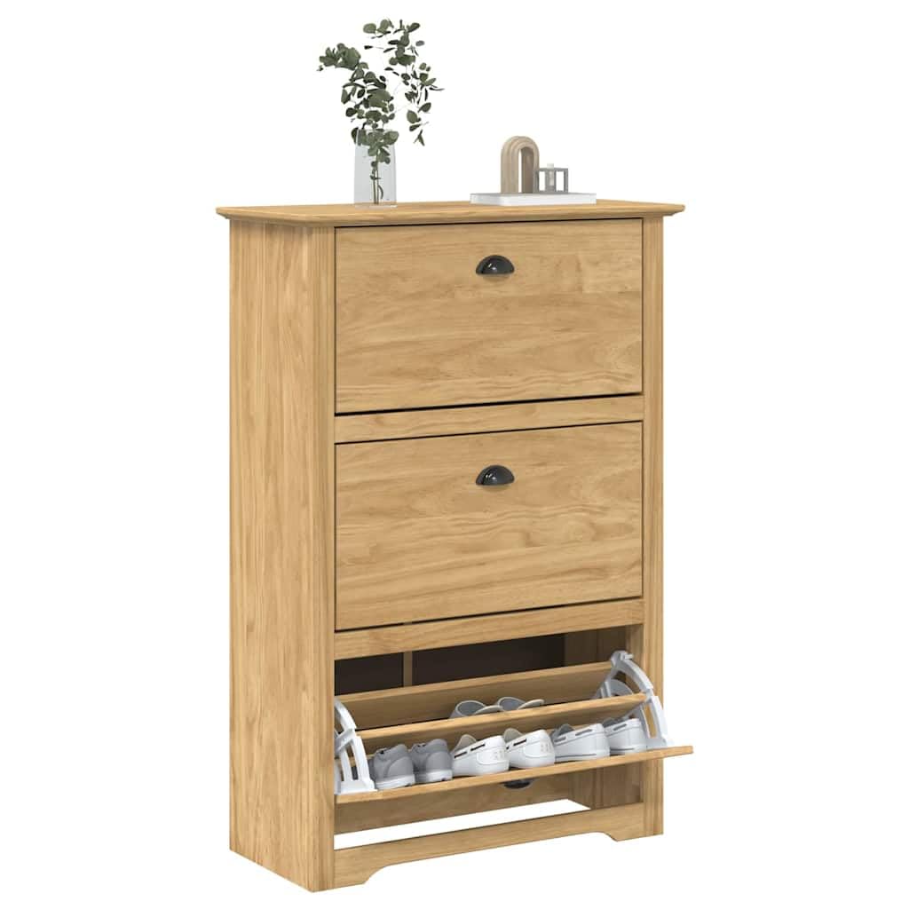 vidaXL Schuhregal BODO Honigbraun 80 x 35 x 118 cm Holzwerkstoff, Schuhregal für drinnen, rechteckig