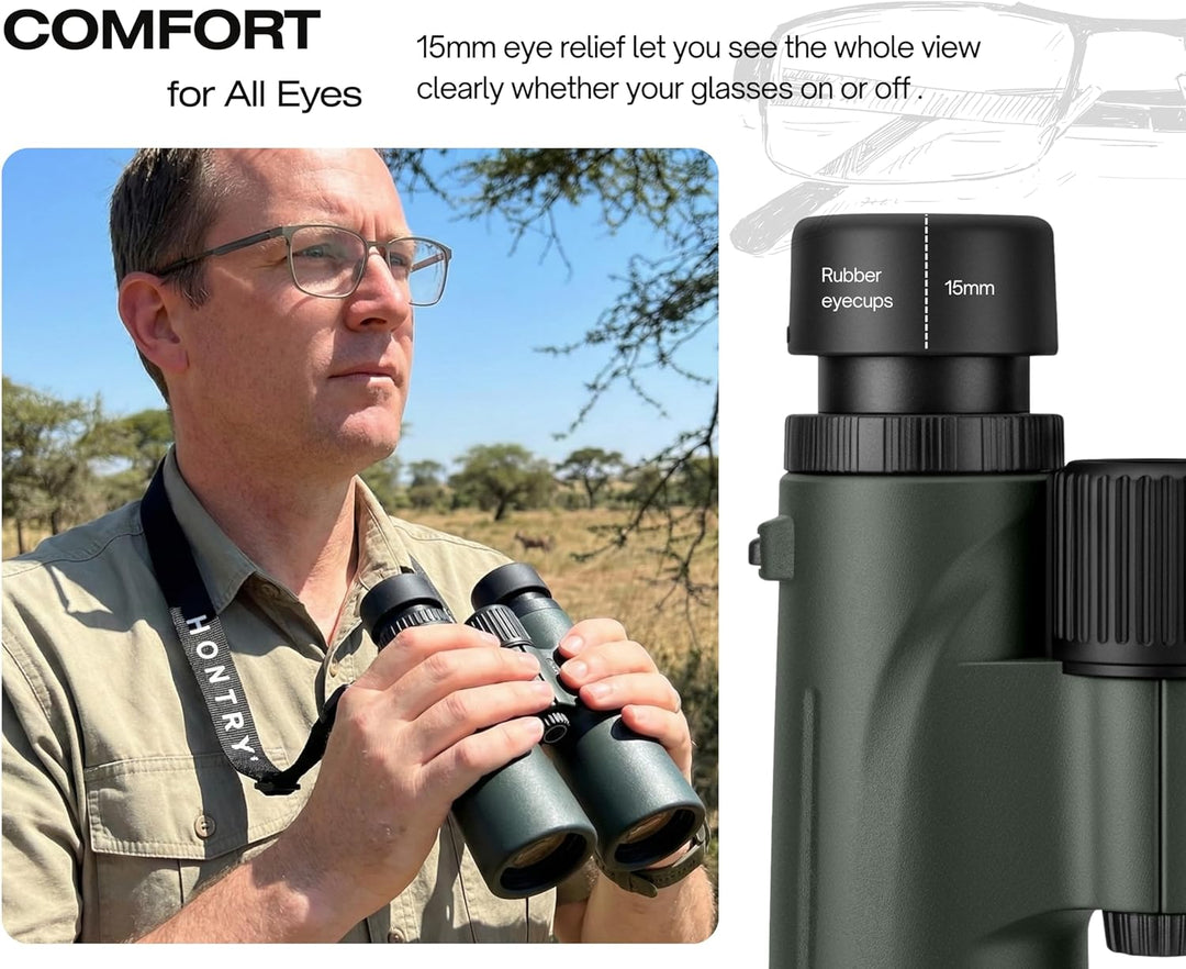 Hontry 8x42 High Definition Binoculars for Adults, IPX6 Grade Waterproof Binoculars for All Outdoor
