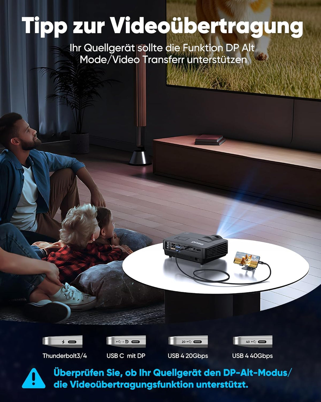 Highwings USB C auf HDMI Kabel 4K@60Hz 3Meter, USB C HDMI Kabel UHD Thunderbolt 3/4 Kompatibel für i