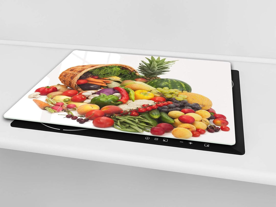 Küchenbrett aus Hartglas und Induktionskochplattenabdeckung – Schneideplatten SINGLE mit 60 x 52 cm
