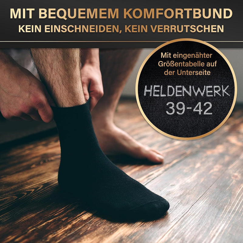 HELDENWERK 12er Pack Socken Herren I Herrensocken mit atmungsaktiver Baumwolle ohne drückende Naht I