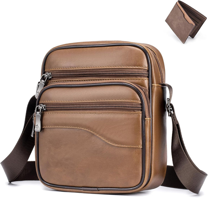 SPAHER Klein Umhängetaschen Herren Leder Herrentasche Schultertasche Handtaschen Männerhandtasche Ha
