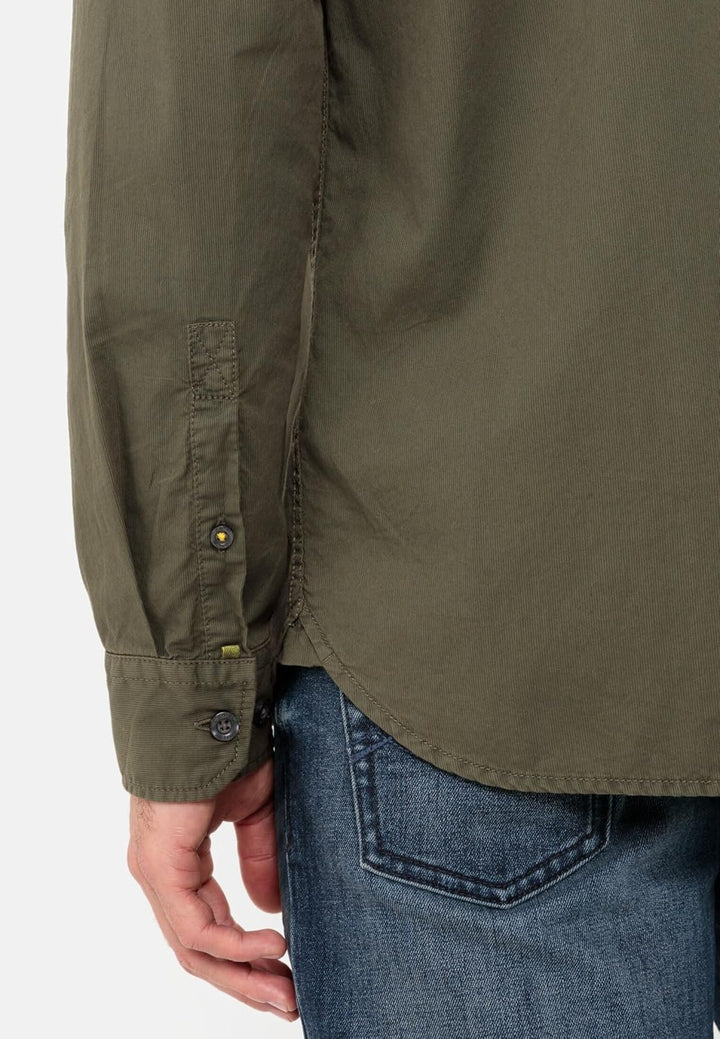 camel active Herren Langarmhemd aus Baumwolle XL Dunkelgrün, XL Dunkelgrün
