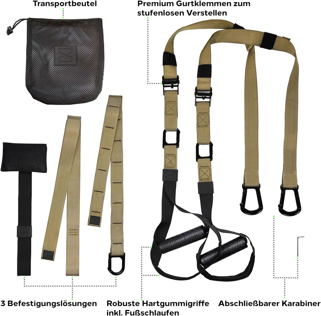 Infinitsports - Elite Schlingentrainer-Set mit 3 Befestigungslösungen (inkl. Türanker), Premium Slin