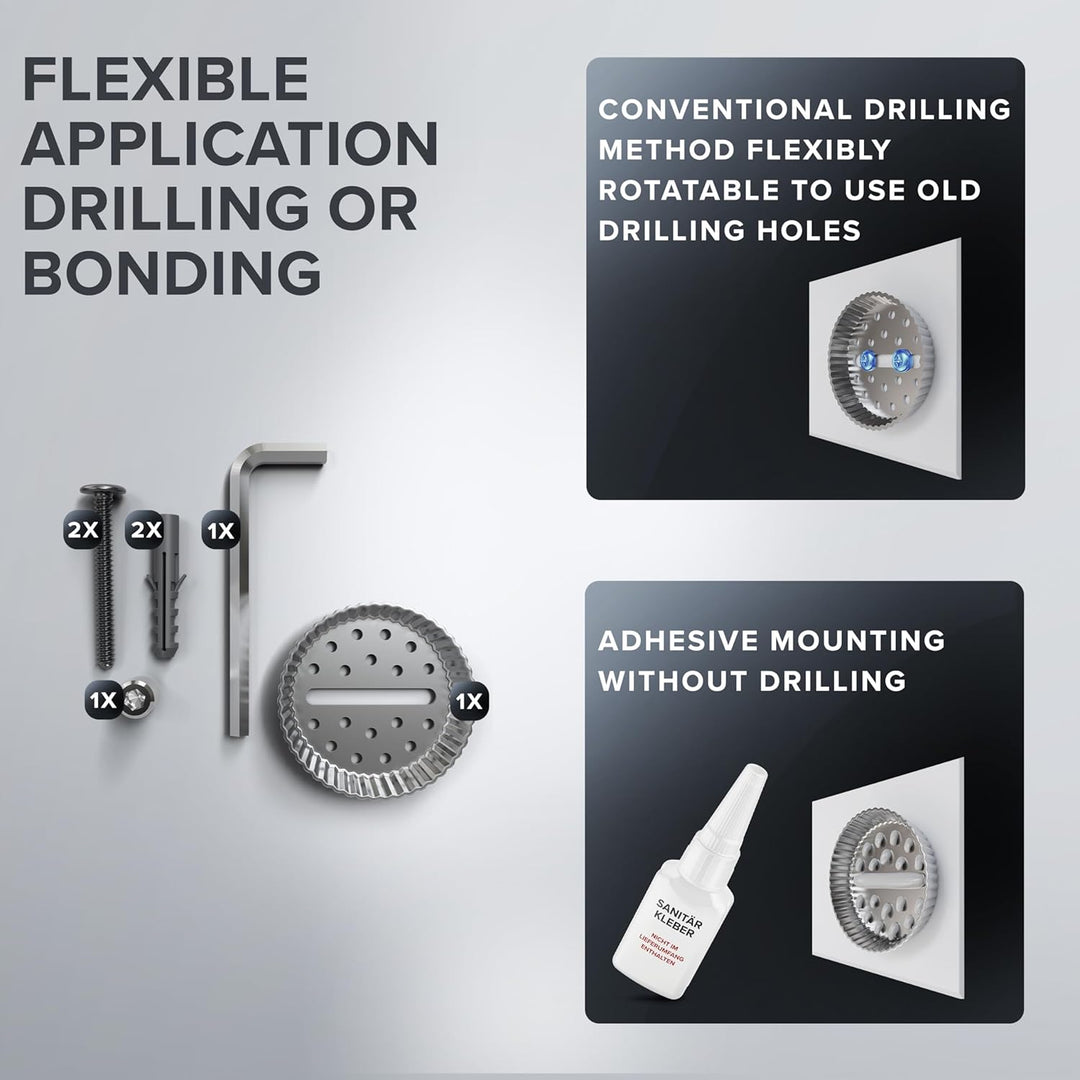 ovimar Badablage Nordborg | Edelstahl | Silber | Glasablage zum Bohren | hängend im Bad oder in der