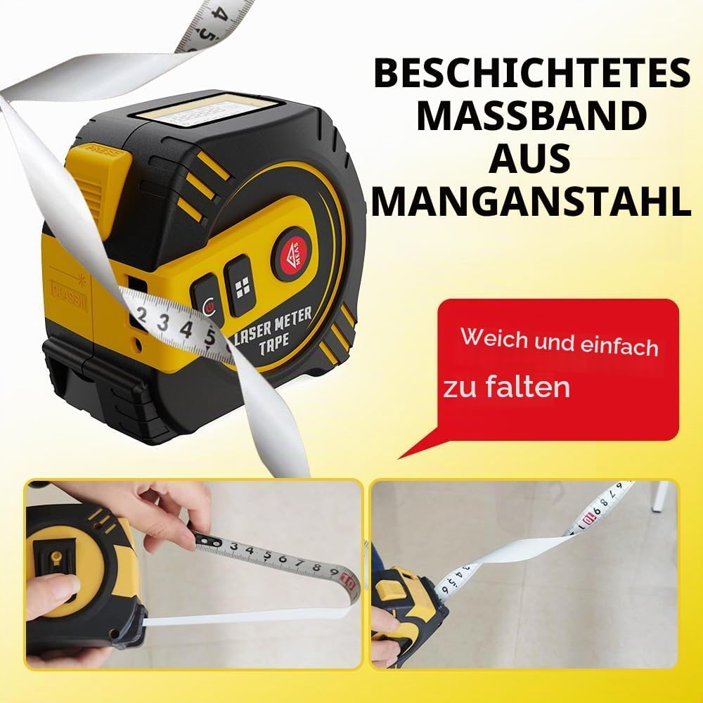 REVASRI Digitales Massband, 40 m Laser Entfernungsmesser &amp; 5m Massband, Echtzeit-Digitalanzeige Einh