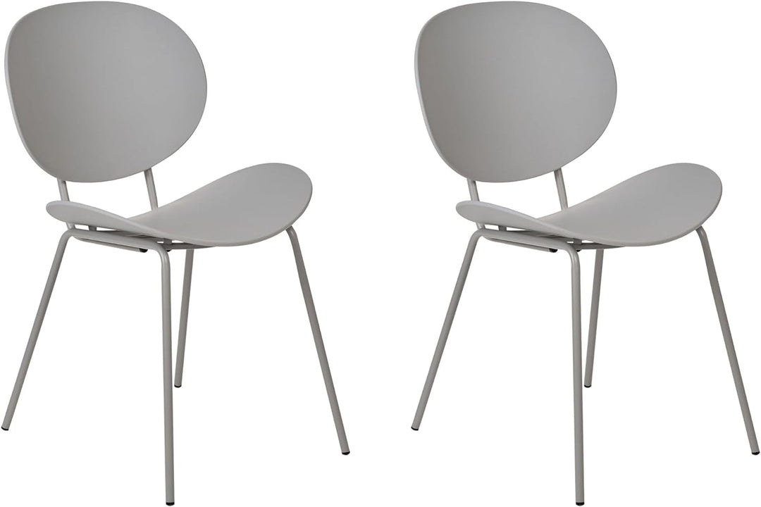 Esszimmerstuhl 2er Set Kunststoff grau mit Metallfüssen Modern Shonto