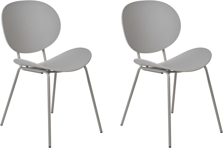 Esszimmerstuhl 2er Set Kunststoff grau mit Metallfüssen Modern Shonto