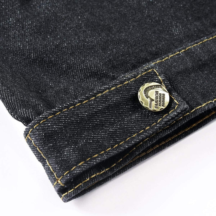 YOUTHUP Herren Denim Weste Zerreissendes Deko Fashion Casual Jeansweste für Freizeit #813 Schwarz S,
