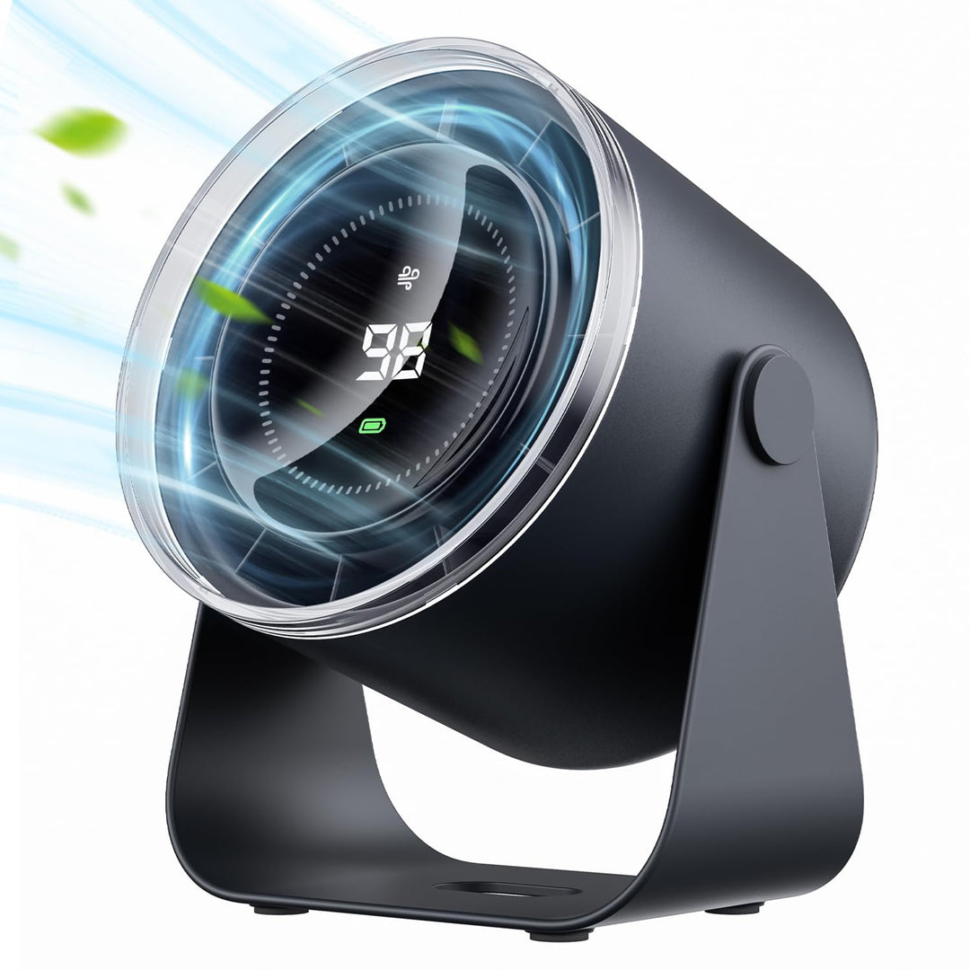 WSKEN Wiederaufladbarer Ventilator Akku - Turbo Digitalanzeige 100 Geschwindigkeit, Matte Tragbarer