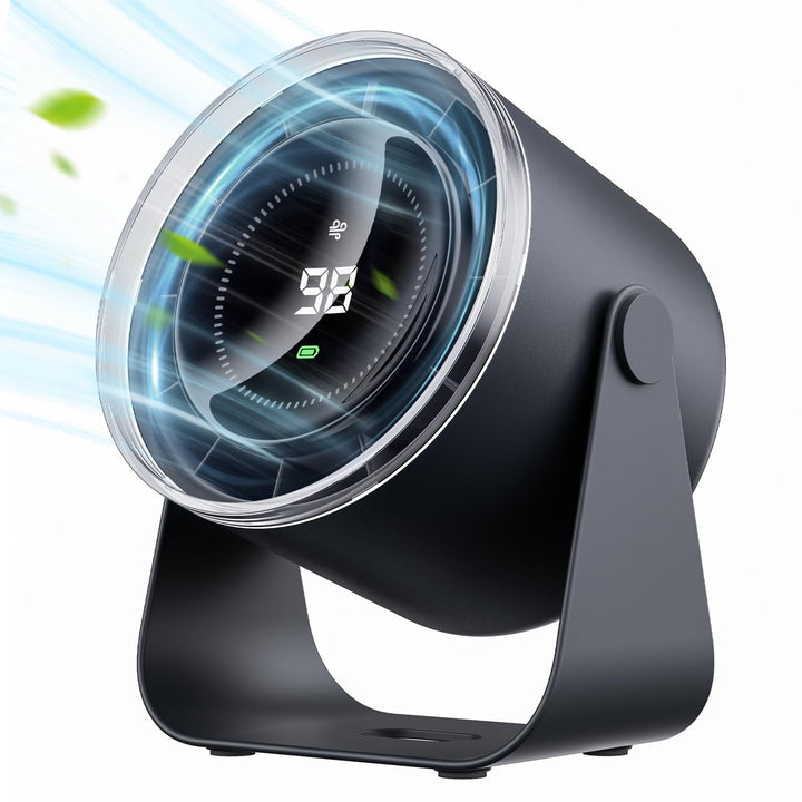 WSKEN Wiederaufladbarer Ventilator Akku - Turbo Digitalanzeige 100 Geschwindigkeit, Matte Tragbarer
