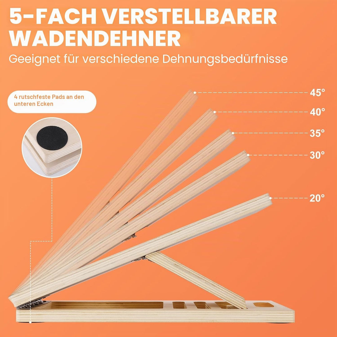 Professionelles Schrägbrett aus Holz, Tragbares Wadendehner Verstellbarer Mobility Board mit Tragegr