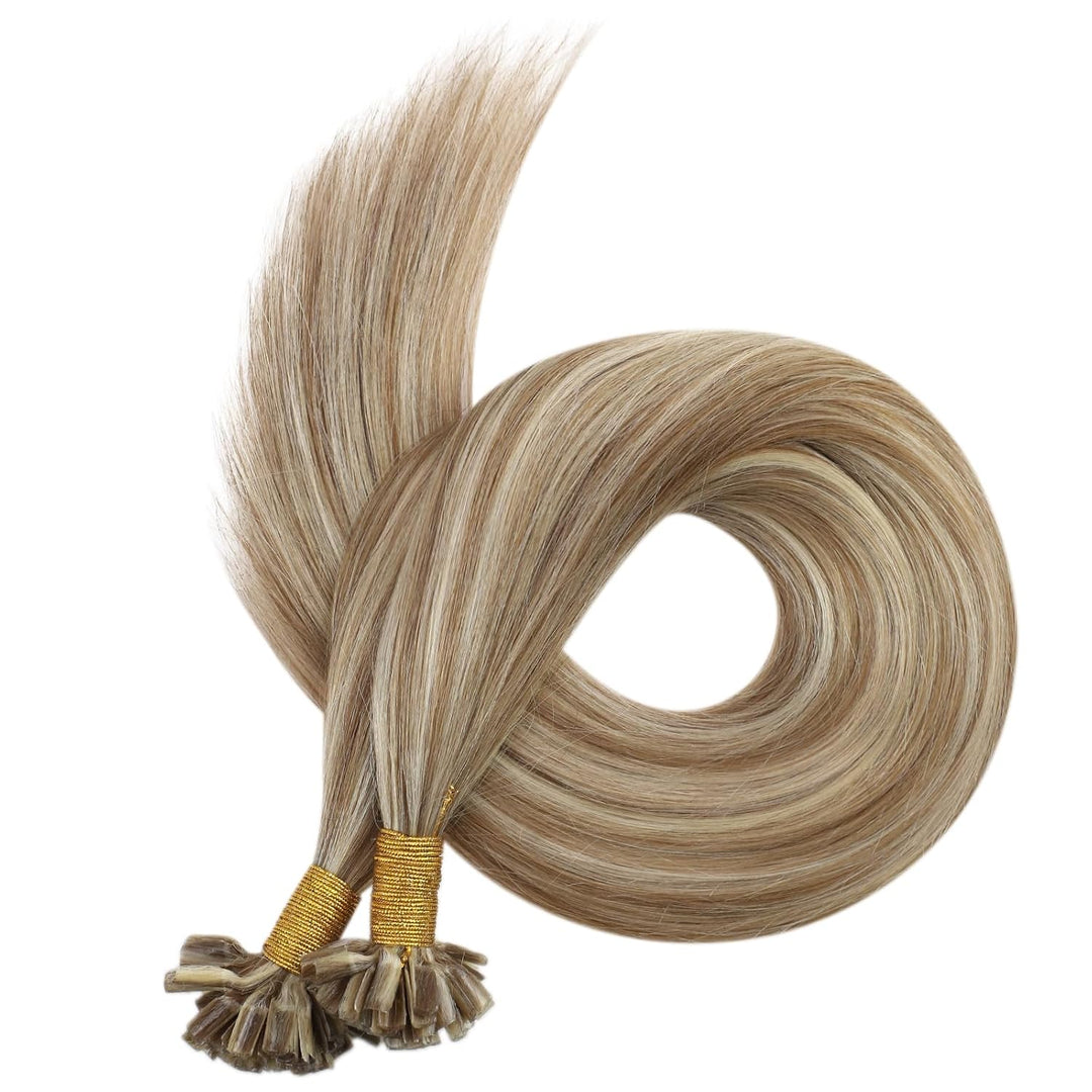 Ugeat Echthaar Extensions Bondings 40cm Blond Natürlich Keratin Extensions Echthaar Bondings Hairext