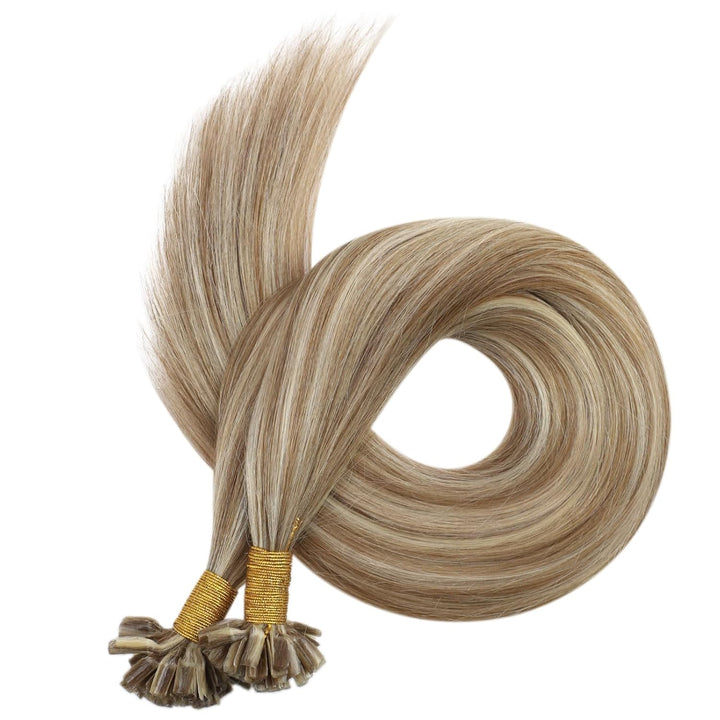 Ugeat Echthaar Extensions Bondings 40cm Blond Natürlich Keratin Extensions Echthaar Bondings Hairext