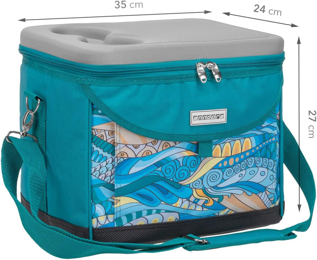 anndora Kühltasche 22 L Picknick Kühlbox 35 x 24 x 27 cm - Farbauswahl OCEAN türkis, OCEAN türk