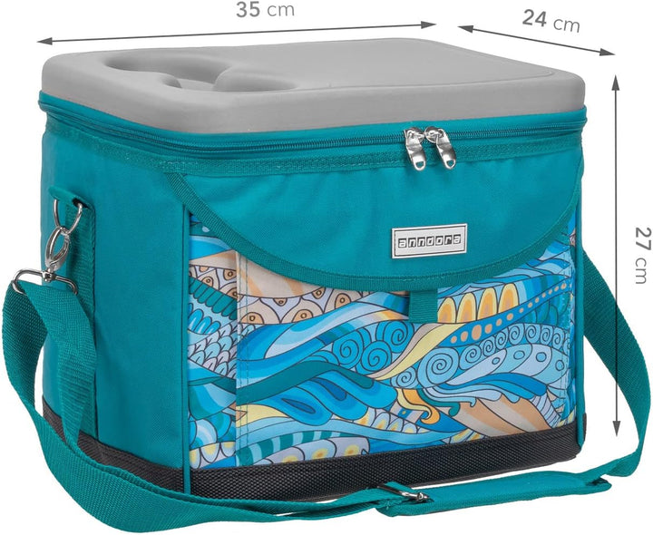 anndora Kühltasche 22 L Picknick Kühlbox 35 x 24 x 27 cm - Farbauswahl OCEAN türkis, OCEAN türk