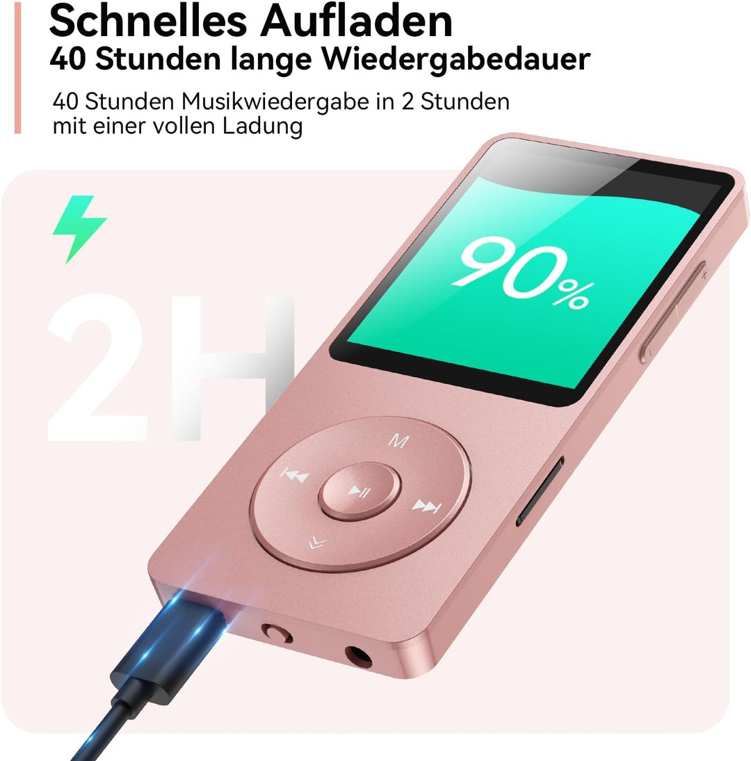 AGPTEK 64GB MP3 Player Bluetooth 5.3 mit Lautsprecher, 40 Stunden Akkulaufzeit Kleiner und klassisch