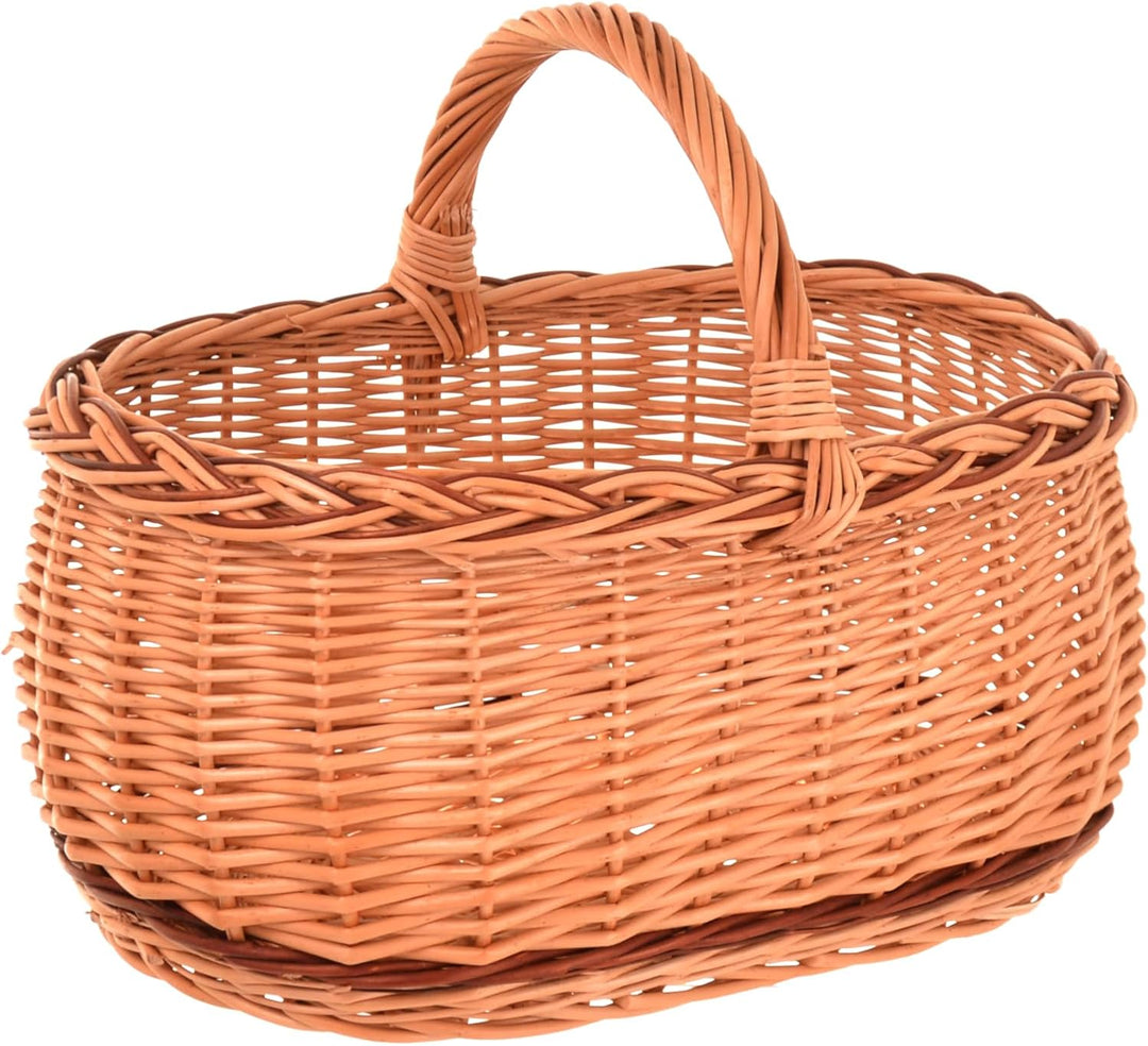 Einkaufskorb gross geflochten 47 x 35 x 33 cm Natural Henkelkorb, Weidenkorb, Tragekorb mit henkel,