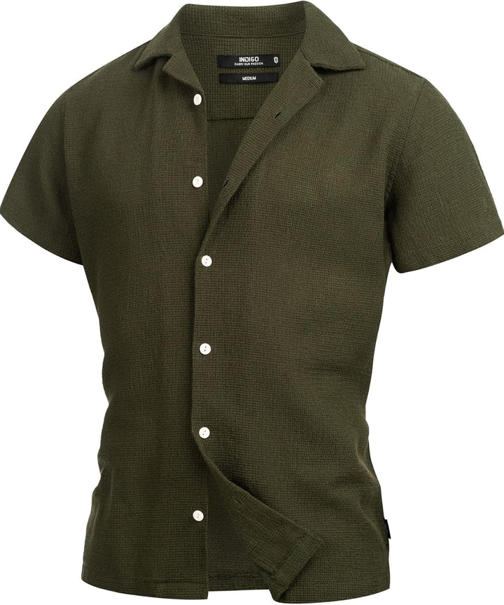 Indicode Herren INCosby Kurzarmhemd mit Button-Down-Kragen | Herrenhemd gestreift Kurzarm Hemd, L Ar