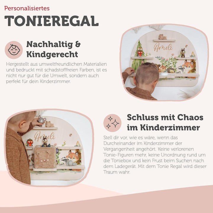 Tonie Regal mit deinem Wunsch-Namen | Wandregal Kinderzimmer zur Aufbewahrung der Tonie Box &amp; Hörfig