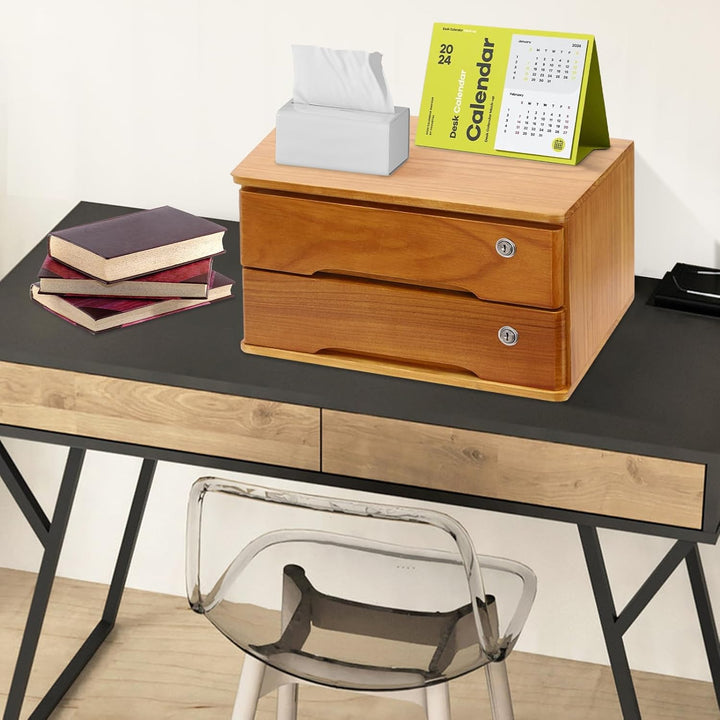 2 Schicht Desktop Storage Box, Desktop Storage Box mit abschliessbarer Schublade, Bürobedarf Schubla