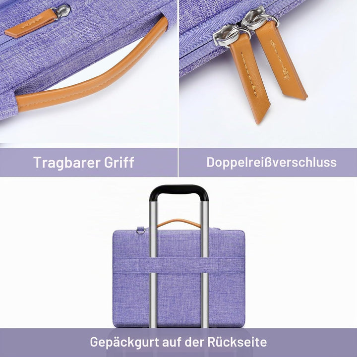 MOSISO 360 Laptoptasche, Wasserdicht Laptop Schultertasche, Stossfest Umhängetasche mit 4 Reissversc