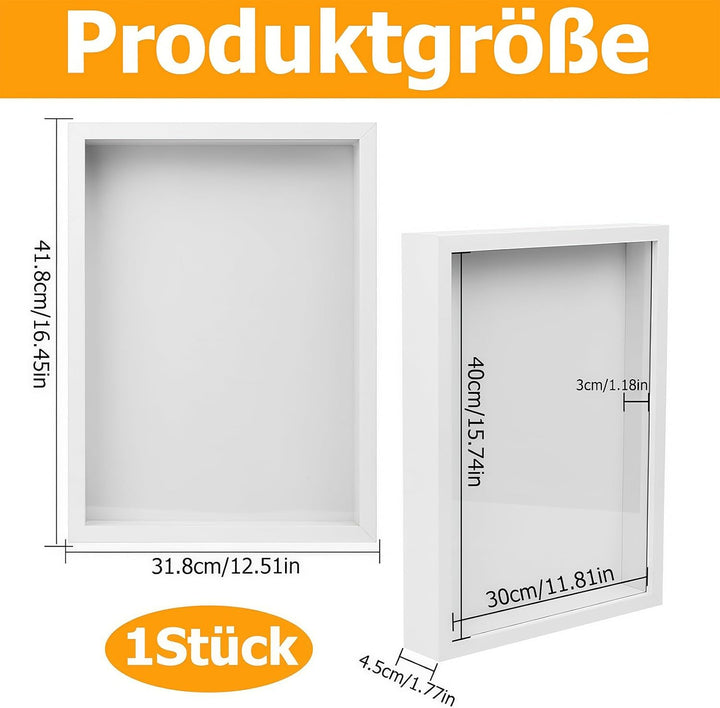 3D Bilderrahmen Zum Befüllen, 30 x 40 cm Bilderrahmen Tief Hölzern Bis 3cm, Tiefer Bilderrahmen Zum