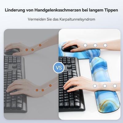 TECKNET Mauspad mit Handauflage, Gelkissen Mousepad und Ergonomische Memory Foam Tastatur Handgelenk