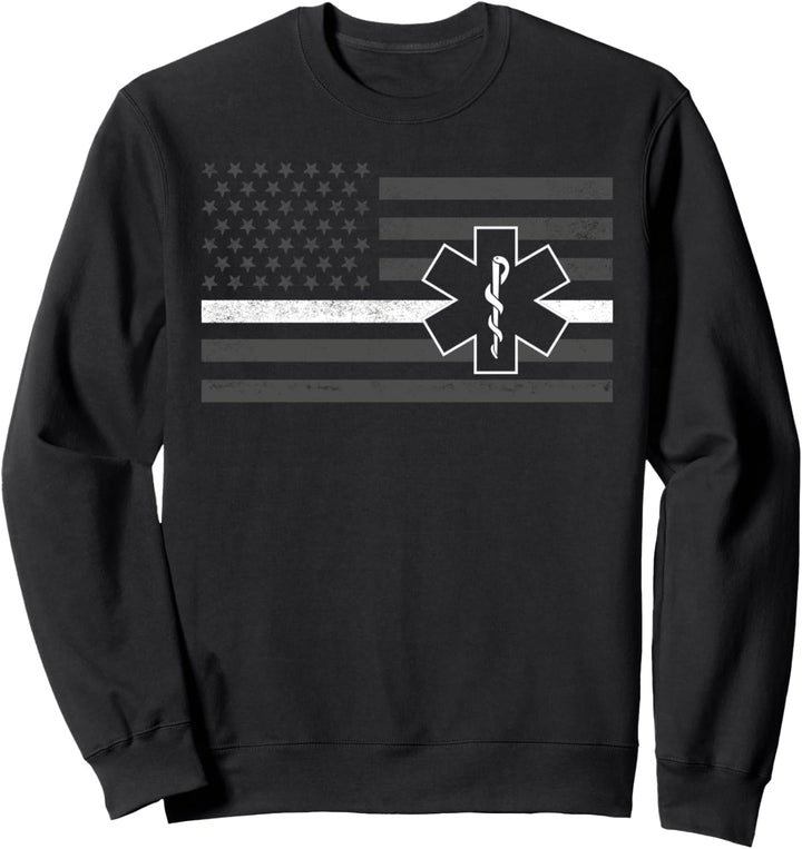 Dünne weisse Linie amerikanische Flagge EMS Sanitäter EMT Sweatshirt