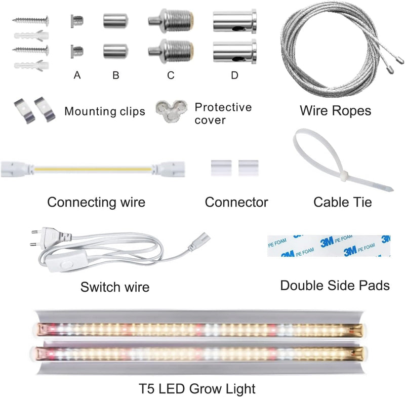 Niello T5 162LEDs Pflanzenlampe, Full Spectrum 60cm LED Grow Lampe for Indoor Anbau, 660 nm / 3000K/