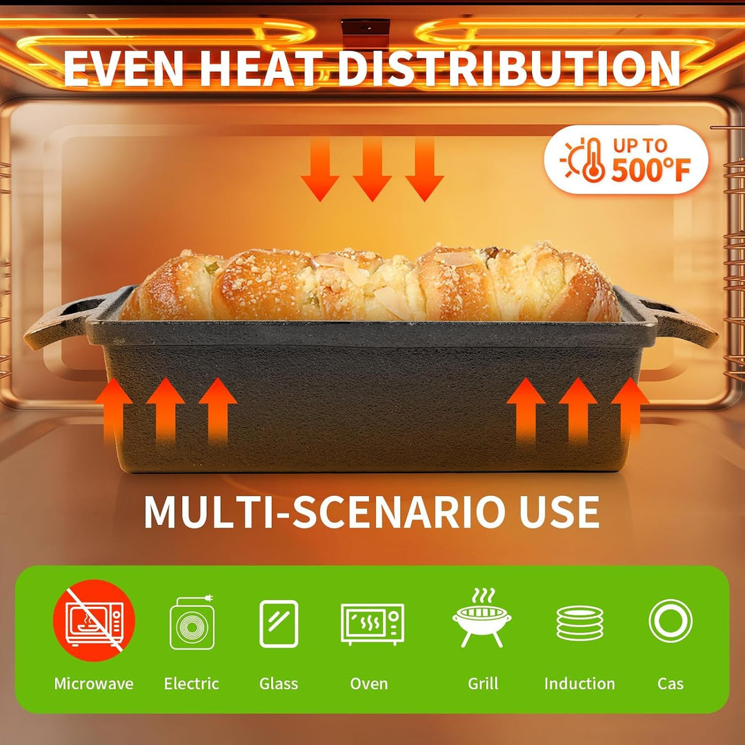 Gusseisen Brotbackform mit Deckel, 25cm Doppelohr Ideal für Ofen, Herd, Induktion &amp; Grill Europäisch