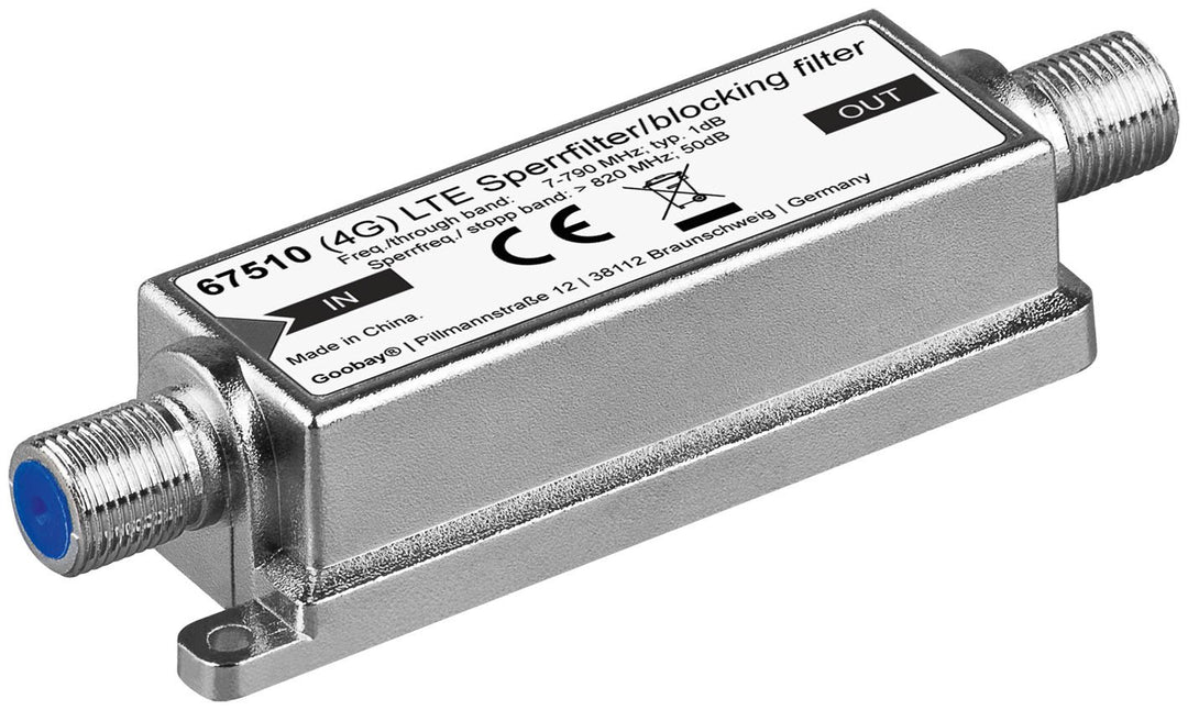 goobay 2er Set LTE(4G)-Filter F-Jack/F-Jack, Outdoor LTE SPERRFILTER