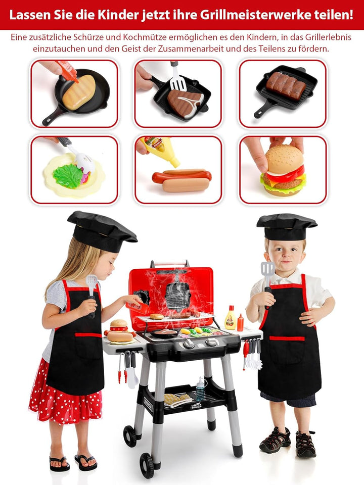 Kinder Küche Spielzeug Barbecue Grill Spielsatz Kochen Interaktives Spielzeug mit Rauch Klang Licht