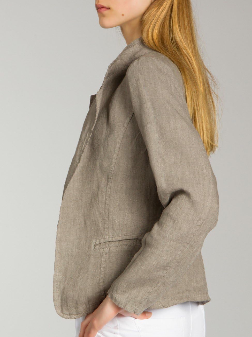 Caspar BZR004 kurzer Damen Leinen Sommer Blazer XS Schlamm, XS Schlamm