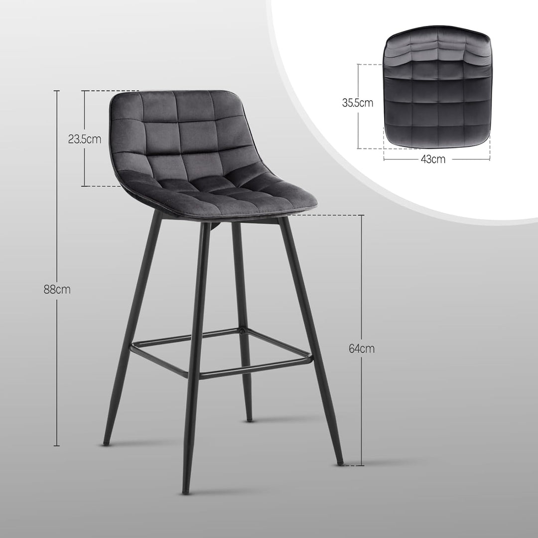 WOLTU Barhocker BH143dgr-2 2er Set Designer Barstuhl Hocker Tresenhocker Bistrohocker mit Fussstütze