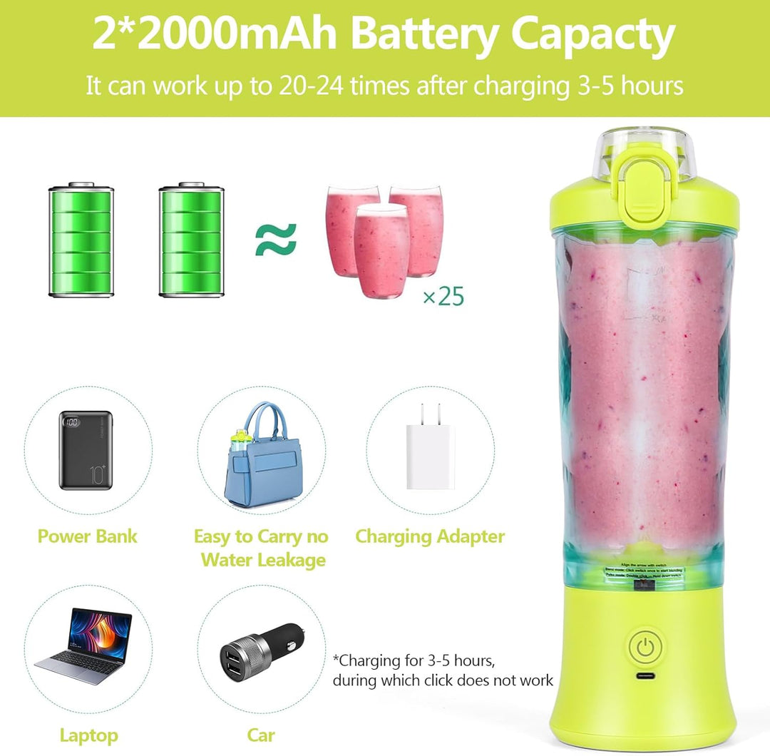 Dreamhigh® Mixer Smoothie Maker, 600ml Tragbarer Mixer für Smoothies und Shakes mit 6 Klingen, 4000m