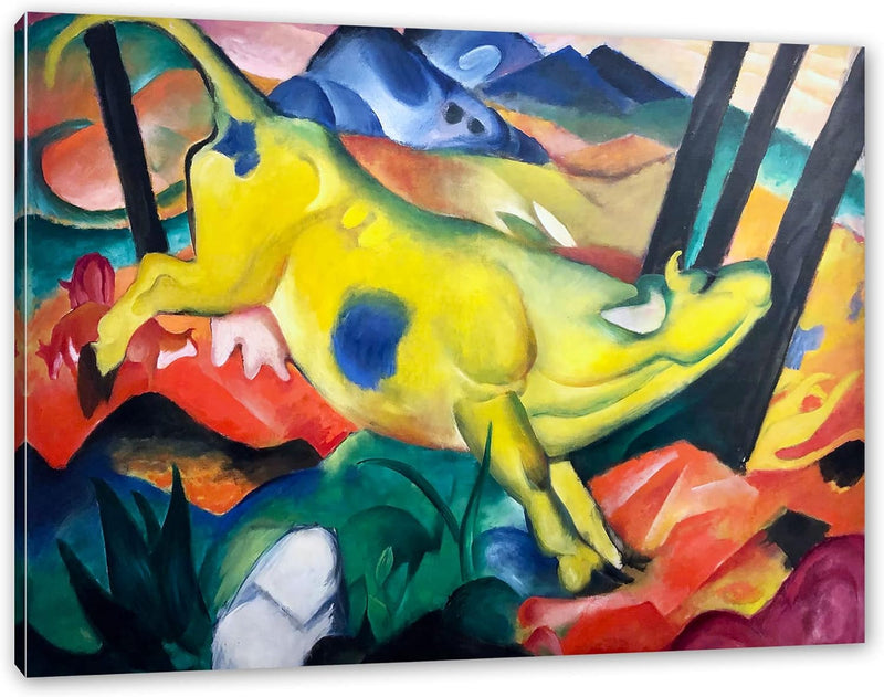 Franz Marc - Gelbe Kuh als Leinwandbild / Grösse: 100x70 cm / Wandbild / Kunstdruck / fertig bespann