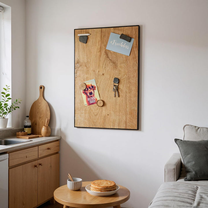 Magnettafel Echt Holz Eiche (Magnetwand+Kreidetafel+Pinnwand+Memoboard) verschiedene Grössen 20x80cm