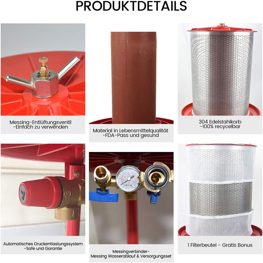 SQUEEZE master Hydropress Presse Obst und Wein Press für Apfelpresse Weinherstellung Apfelpresse Bir